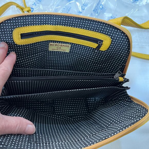 Yellow Leather Bobo Bags CA Crossbody Bag. - Zip w/Cloth Lining - Picture 3 of 8